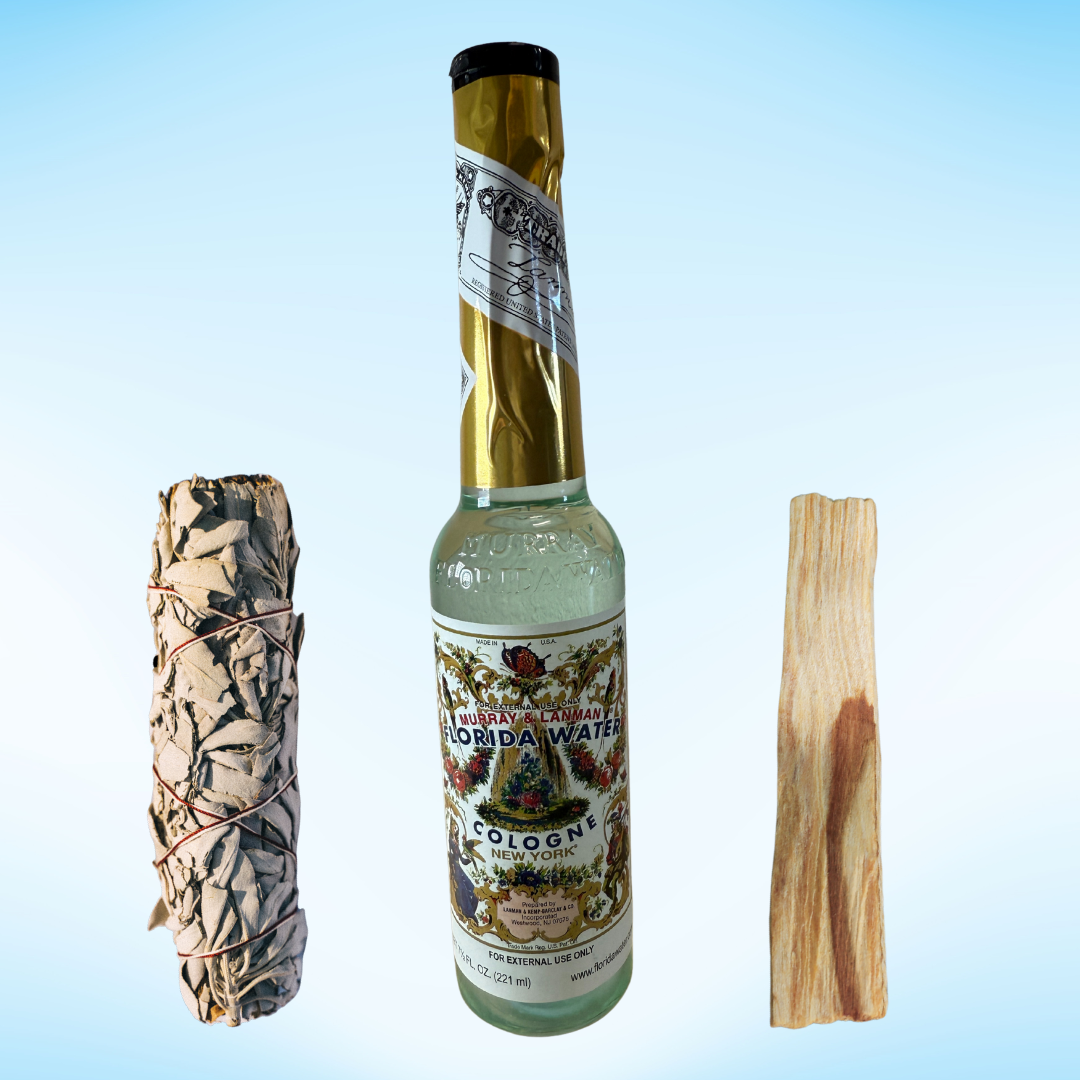 Energy Clearing Trio – Sage, Palo Santo, and Florida Water